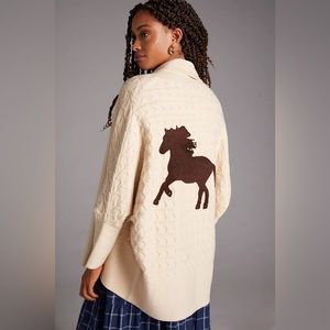 Anthropologie Horses Cable knit Cardigan